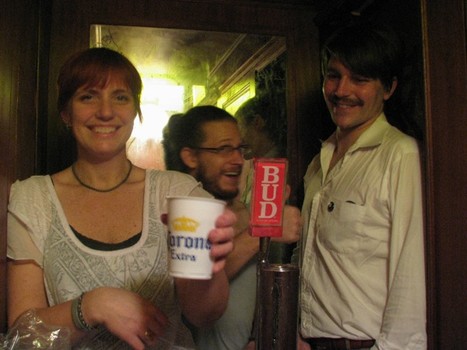 Stuffed inside Mandies: we managed to get a whopping nine people into the space to sip on Coors Light. (A note to Ohanesian's Gallerist: Next time please give the artist budget for Spaten.) 
